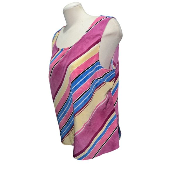Croft & Barrow Womens Sz XL Sleeveless Multicolor Striped Tank Top Blouse - Picture 9 of 11
